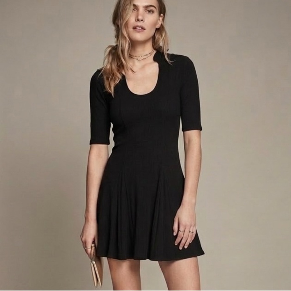 Free People Black Ribbed Knit Dress